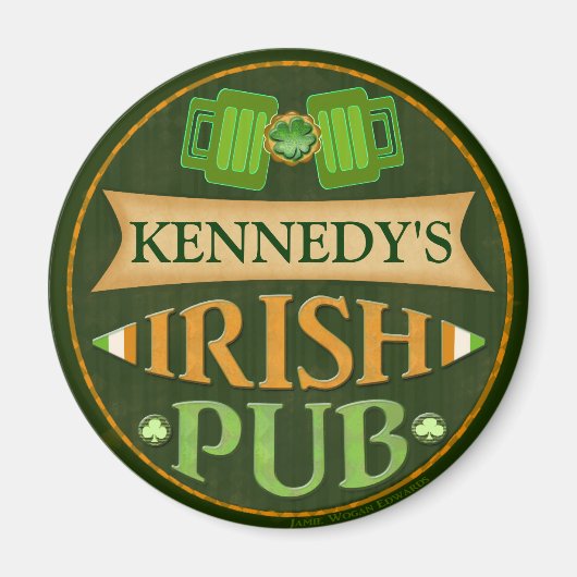 セントパーソナライズされたパトリックの日アイリッシュパブマグネット マグネット (正面)