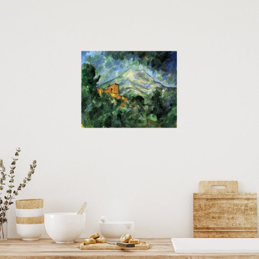 セントビクトワールとシャトーノワールbyポール・セザンヌ ポスター (キッチン)