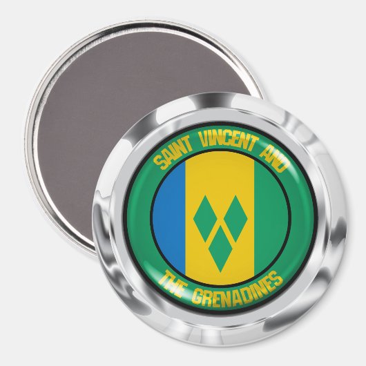 セントビンセントおよびグレナディーン諸島ラウンドエンブレム マグネット (正面/裏面)