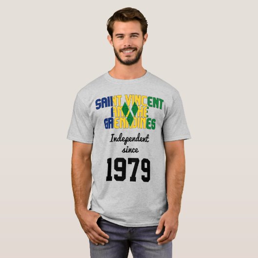 セントビンセントおよびグレナディーン諸島国旗の独立 Tシャツ (正面フル)