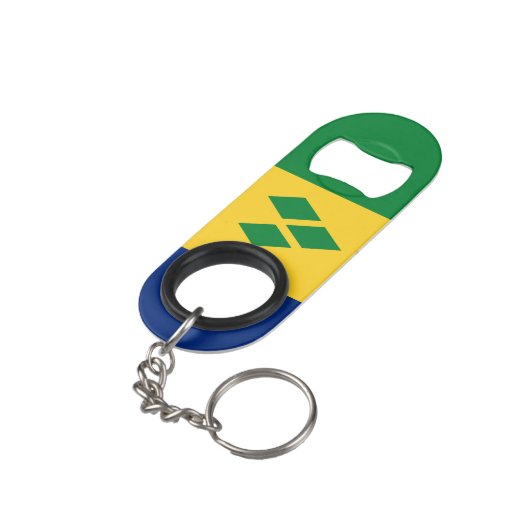 セントビンセントおよびグレナディーン諸島国旗魅力的 キーホルダー栓抜き (裏面アングル)