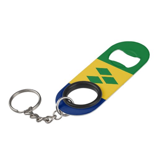 セントビンセントおよびグレナディーン諸島国旗魅力的 キーホルダー栓抜き (正面アングル)