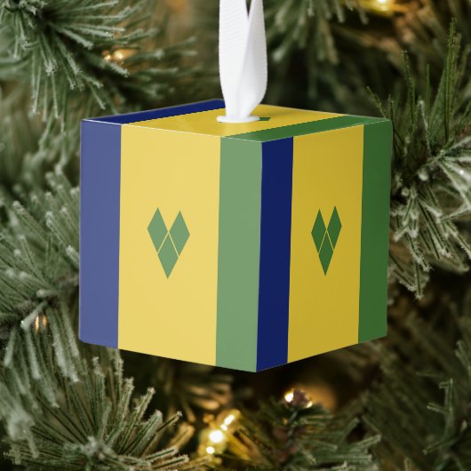 セントビンセントおよびグレナディーン諸島国旗 キューブオーナメント (ツリー)