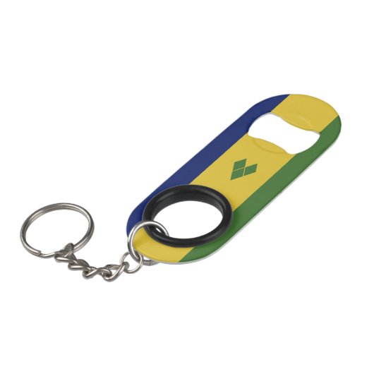 セントビンセントおよびグレナディーン諸島国旗 キーホルダー栓抜き (正面アングル)