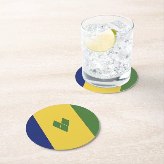 セントビンセントおよびグレナディーン諸島国旗 ラウンドペーパーコースター (インサイチュ)