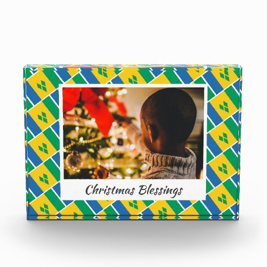 セントビンセントモダンフラッグのクリスマス記念品 フォトブロック (正面)