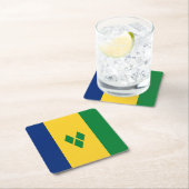 セントビンセント国旗 スクエアペーパーコースター (インサイチュ)