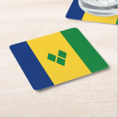 セントビンセント国旗 スクエアペーパーコースター (アングル)