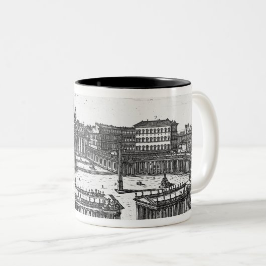 セントピーターのスクエアのためのBerniniの元の計画 ツートーンマグカップ (正面右)