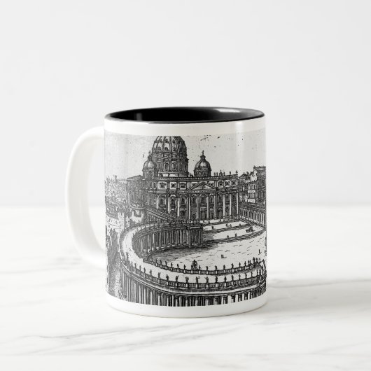 セントピーターのスクエアのためのBerniniの元の計画 ツートーンマグカップ (正面左)