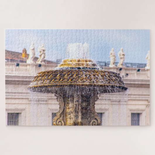 セントピータースクエア、ローマ、イタリアの噴水をズーム ジグソーパズル (横)