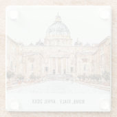 セントピータースバシリカローマItaly水彩旅行 ガラスコースター (裏面)