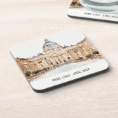 セントピータースバシリカローマItaly水彩旅行 コースター (左側)