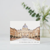 セントピータースバシリカローマItaly水彩旅行 ポストカード (スタンド正面)