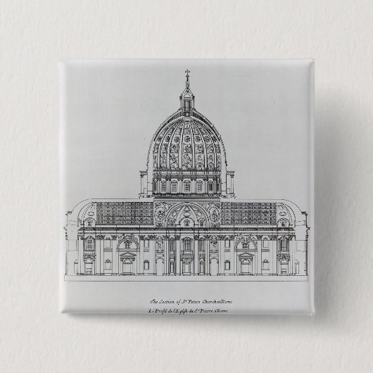 セントピーター、ローマの横断面 缶バッジ (正面)