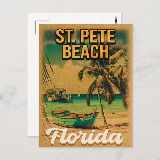 セントピートビーチフロリダお土産ヴィンテージパームツリーズ ポストカード (正面/裏面)