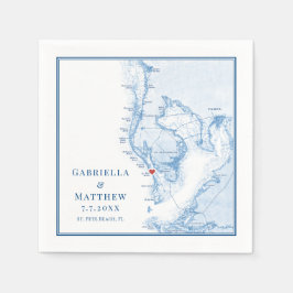 セントピートビーチフロリダマップエレガントウェディング スタンダードカクテルナプキン