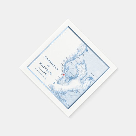 セントピートビーチフロリダマップエレガントウェディング スタンダードカクテルナプキン (角)