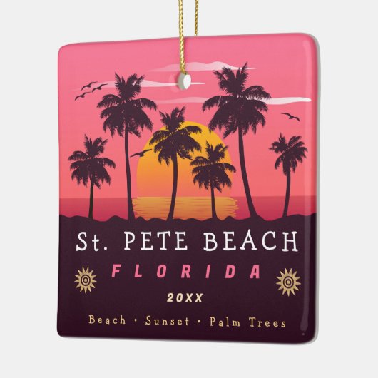 セントピートビーチフロリダレトロサンセットパームツリーズ80s セラミックオーナメント (左)