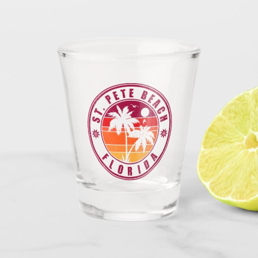 セントピートビーチフロリダレトロサンセットパームツリー60s ショットグラス (正面)