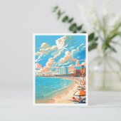 セントピートビーチフロリダヴィンテージトラベルイラストレーション ポストカード (スタンド正面)