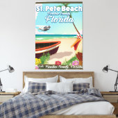 セントピートビーチフロリダヴィンテージ旅行ポスター キャンバスプリント (インサイチュ (寝室))