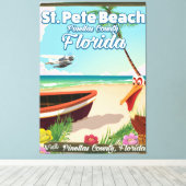 セントピートビーチフロリダヴィンテージ旅行ポスター キャンバスプリント (インサイチュ (ウッドフロア))