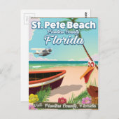 セントピートビーチフロリダヴィンテージ旅行ポスター ポストカード (正面/裏面)