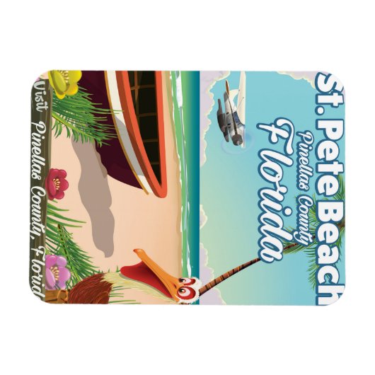 セントピートビーチフロリダヴィンテージ旅行ポスター マグネット (横)