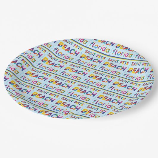 セントピートビーチ、フロリダ州。カラフル文字パターンP ペーパープレート (アングル)