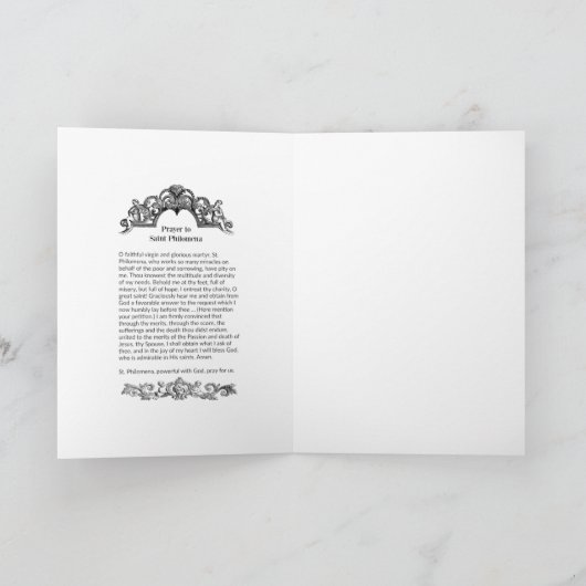 セントフィロメナヴァージン殉教宗教祈りの言葉カード カード (内部)