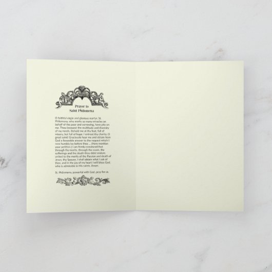 セントフィロメナヴァージン殉教宗教祈りの言葉 カード (内部)