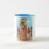 セントフランシコヨーテサンオブアッシジ祈りの言葉 ツートーンマグカップ (中央)