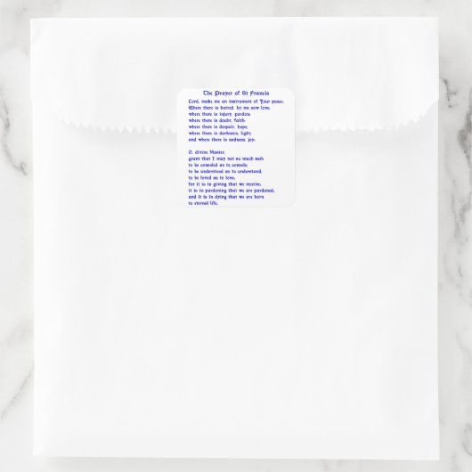 セントフランシス祈りの言葉 スクエアシール (バッグ)