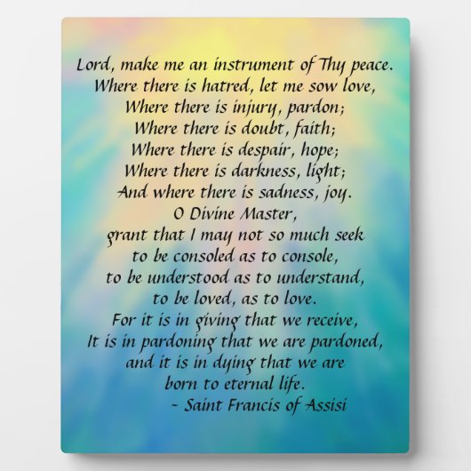 セントフランシス祈りの言葉 フォトプラーク (正面)