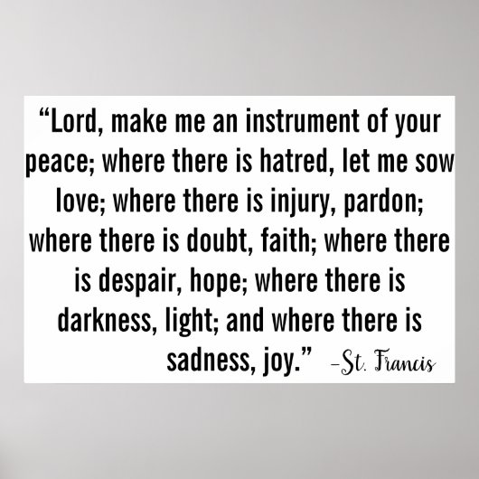 セントフランシス祈りの言葉 ポスター (正面)