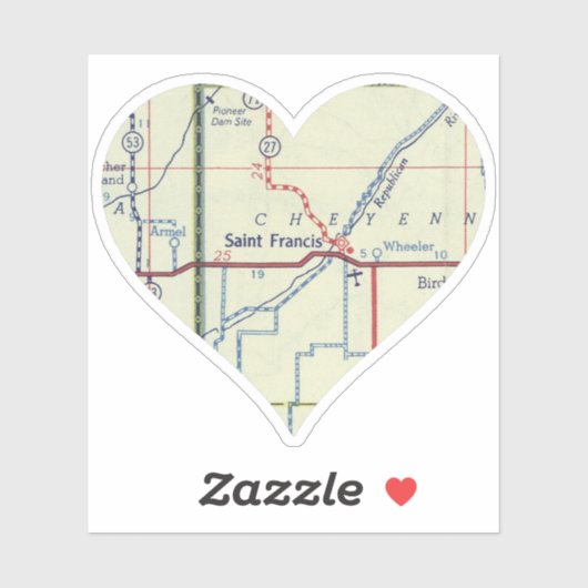 セントフランシス・カンザスのヴィンテージの地図 シール (シート)