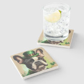 セントフランスのパトリックのデイドレスのブルドッグ ストーンコースター (横)