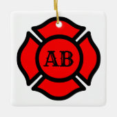 セントフロリアン十字形(スタイル1)スクエア セラミックオーナメント (正面)