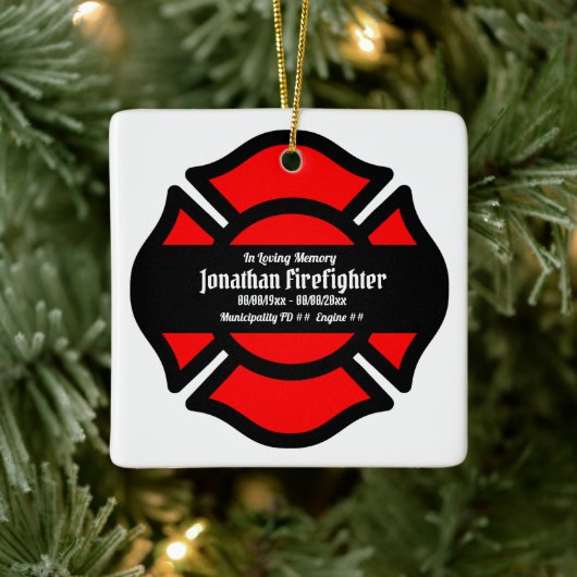 セントフロリアン十字架スタイル3スクエア セラミックオーナメント (ツリー)