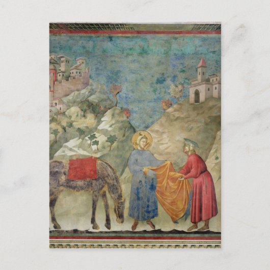 セントフ与えレシスが見知らぬ人に上着を着る ポストカード (正面)