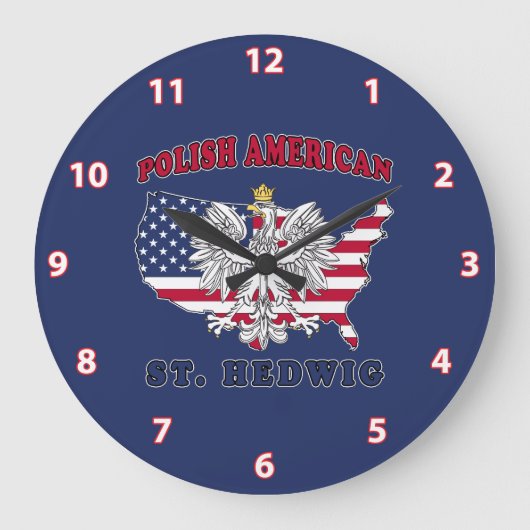 セントヘドヴィヒテキサス州ポーランドアメリカ人 ラージ壁時計 (正面)