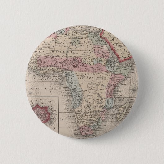 セントヘレナが付いているアフリカの地図 缶バッジ (正面)