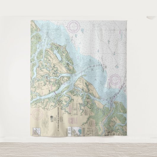 セントヘレナのサウンドをサバンナ川のチャートに航海の追加 タペストリー (正面)