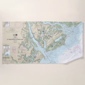 セントヘレナのサウンドをサバンナ川のチャートに航海の追加 ビーチタオル (正面)