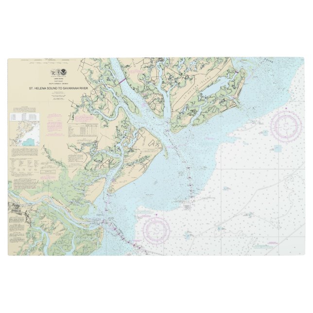 セントヘレナのサウンドをサバンナ川のチャートに航海の追加 メタルプリント (正面)
