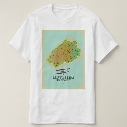 セントヘレナ英国海外領土地図 Tシャツ (デザイン正面)