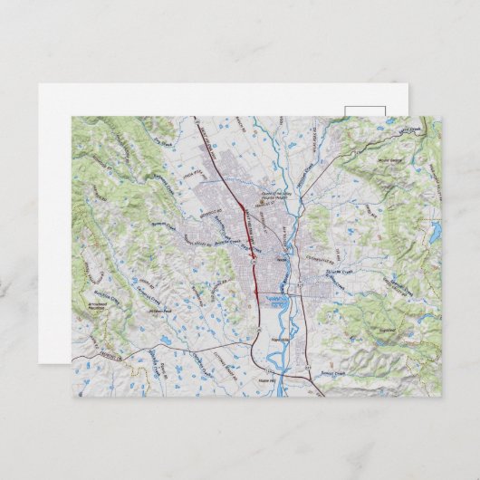 セントヘレナ、カリフォルニアの地図 ポストカード (正面/裏面)