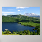 セントヘレンズ山のコールドウォーター湖の風景 ポスター (正面)