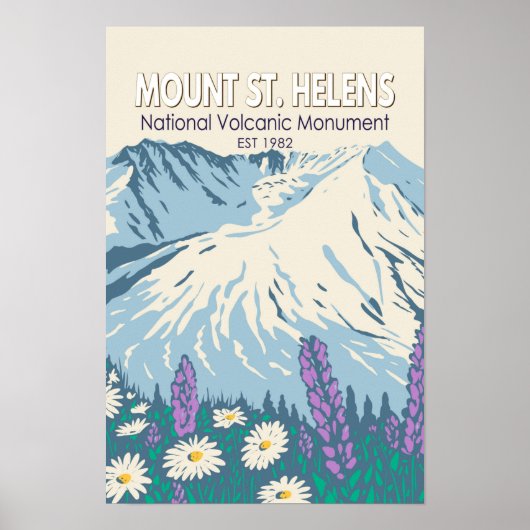セントヘレンズ山国立火山記念碑 レトロ ポスター (正面)